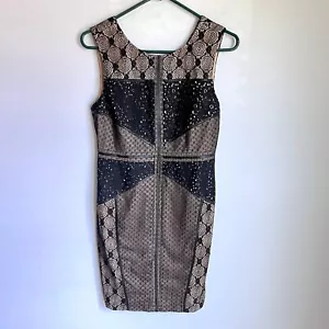Anthropologie Heartloom Topography Dress Sz S Black Illusion Lace Sheath V-Back - Picture 1 of 21