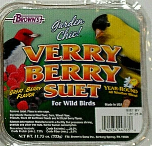Brown's Winter Wild Bird Suet Outdoor Food Treat Verry Berry torta quadrata 1 confezione - Foto 1 di 3