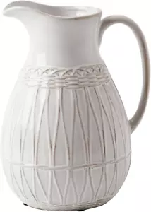 Small White Ceramic Pitcher Vase for Home Decor, 8'' Decorative Jug Vases Gift f - Picture 1 of 12