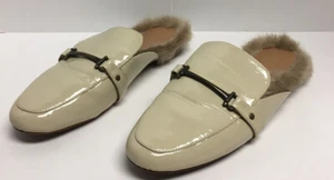 Franco Sarto L-Dalton 3 Faux Fur Lined Flat Slide Ivory Soft Patent Leather 10 M - Picture 1 of 12