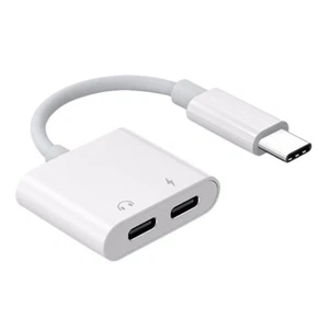 2 in 1 Dual Type C Headphone Adapter USBC Splitter Jack AUX o Charging Conver UK - Picture 1 of 10