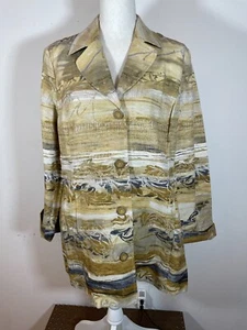NWT Chico's Sahara Neutral Silk Blend Print Summer Blazer Jacket Size 2 de - Picture 1 of 3