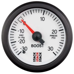 Stack Mechanical Turbo Boost Pressure Gauge -30 To +30 Psi White Face 52mm 3162 - Picture 1 of 1