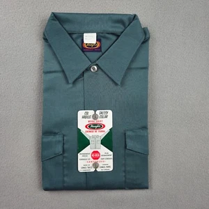 VTG 1960s Haughs Deadstock Button Up Work Shirt Mens L Green NWT 60s 70s Retro - Picture 1 of 5
