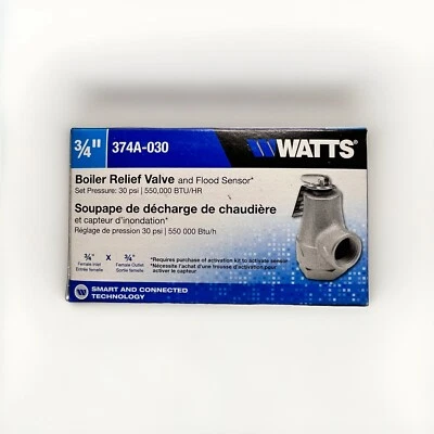 Watts 3/4 in. Bronze Boiler Pressure Relief Valve and Flood Sensor 374A-030 New - Image 1 of 3