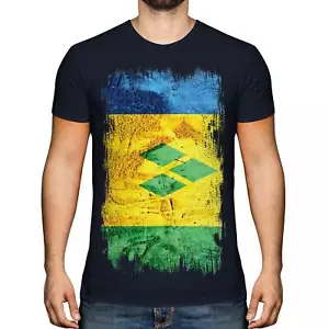 SAINT VINCENTS AND THE GRENADINES GRUNGE FLAG MENS T-SHIRT TEE TOP ST. VINCENT - Picture 1 of 21