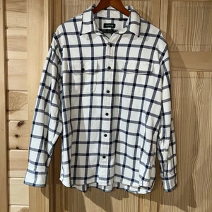 ORVIS Ivory Blue Plaid Men’s Full Button Shacket Flannel Shirt Size Large - Picture 1 of 12