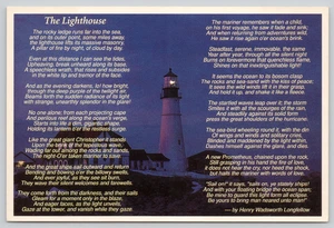 Postal Faro Poema Historia Portland Head Luz Cabo Elizabeth Maine - Imagen 1 de 2