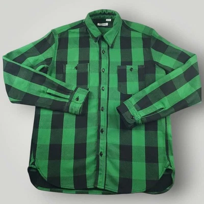 Gustin Shirt Mens L The Flannel Wool Made in USA Loop Collar Buffalo Check Plaid - Image 1 of 4