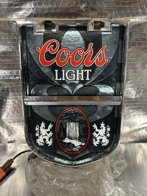 Vintage NOS 1970s Coors Light Waterfall Shield Lighted Beer Sign  New Old Stock - Image 1 of 4