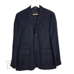 Johnston Murphy Bib Blazer Mens M Blue Check Preppy Academia 3 Button NO INSERT - Picture 1 of 9