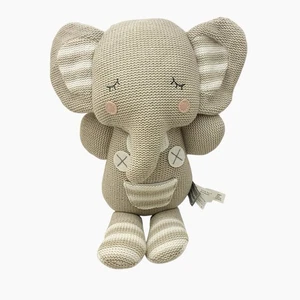 Theodore Elephant Living Textiles Knitted Gray Plush Lovey Hug 15" Baby Toddler - Picture 1 of 11