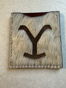 'Y Brand' Hair on Cowhide Stick-On Cell Phone Card Wallet - Picture 1 of 5