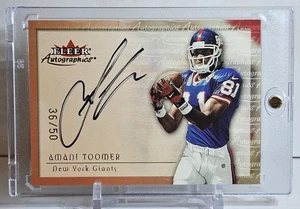 2000 Fleer Autographics Amani Toomer Gold On Card Auto 36/50 - Picture 1 of 2