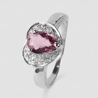 Anillos hechos a mano de turmalina púrpura refinada de 0,90 quilates de plata de ley 925 talla 7,75 Foto 1 de 4