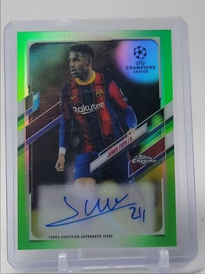 JUNIOR FIRPO 2020 TOPPS CHROME UCL NEON GREEN AUTO /99 Q5649 - Image 1 of 2