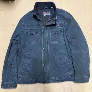 Giacca camionista Levi's uomo tela nera trapuntata foderata utility coat distress fade - Foto 1 di 16