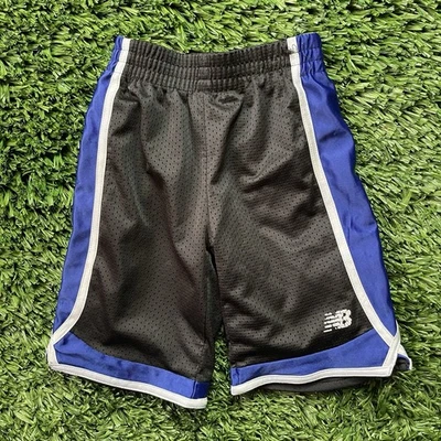Title: New Balance Boys Athletic Mesh Shorts Black Blue Size 4 - Image 1 of 4