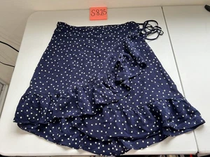 Realisation Star Print Ruffle A-Line Silk Mini Skirt Navy Size XS - Picture 1 of 6