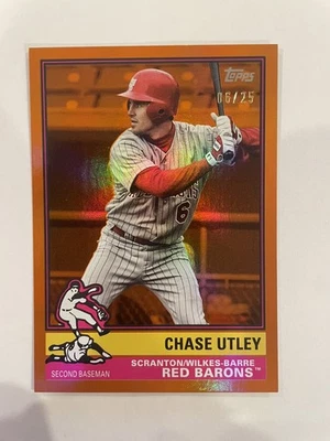 2025 Topps Pro Debut Chase Utley MiLB Legends Orange Foil Number Match #6/25 - Image 1 of 3