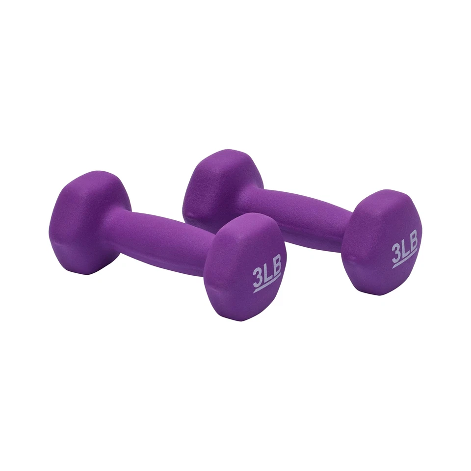 AmazonBasics Neoprene Dumbbells 3 Pound Set of 2 Purple