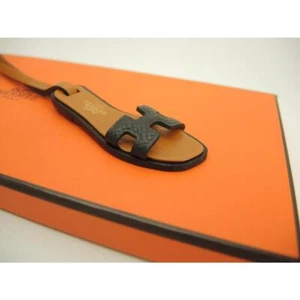 Hermes Oran Nano Veau Epsom Leather Natural Sable Black Bag Charm Brown Ladies - Picture 1 of 9