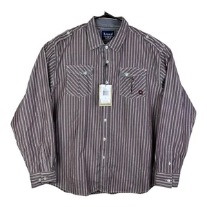 Men's Akademiks Burgundy Striped Long Sleeve Button Down Shirt 4XL NEW WITH TAGS - Picture 1 of 20