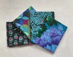 4 Fat Quarters, Green - Var. Designers FQ 18 x 22 Cotton Quilting Fabric Ver 5 - Picture 1 of 4