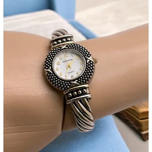 Reloj Brazalete Persona Vintage Tono Plata Brazalete Diseño Cuerda Retorcida - Imagen 1 de 7