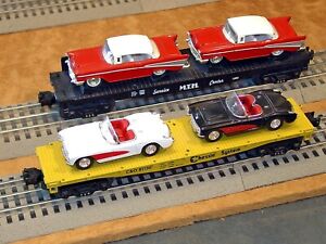 LOT of  2 MTH Rail King Car Carriers  '57 Corvettes '57 Chevys 33-7603 30-7610