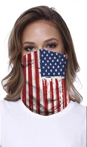 American Flag Neck Gaiter Face Covering Mask Alternative 19 Styles - Pack of 10 - Picture 1 of 5