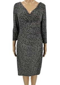 Ralph Lauren Half Wrap Dress Black Gray White Fitted Size 6 EUC - Bild 1 von 7