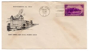 #801 Puerto Rico 1937 First Day Cover - Planty #71b - Picture 1 of 2