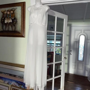 Vtg 60's Emilio Pucci Formfit Rogers White Long Nightgown Nylon Lace M Bridal - Picture 1 of 11