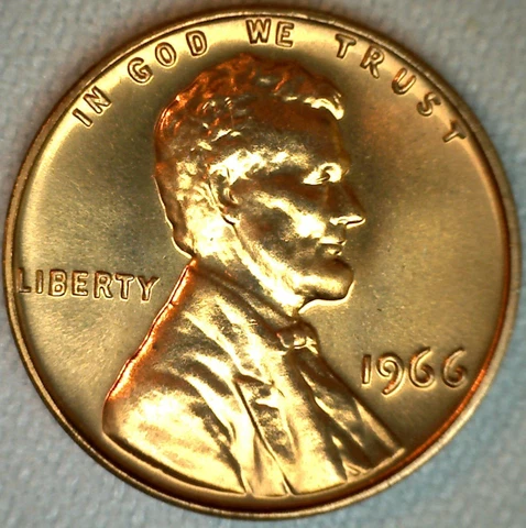 1966 Lincoln Memorial One Cent Coin from SMS Special Mint Set 1c Copper Penny Cover