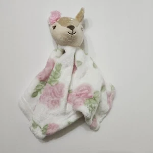 HB Hudson Baby FAWN Deer SECURITY BLANKET White Pink Roses Soft Plush LOVEY - Picture 1 of 9