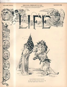 1899 Life February 16-Columbia and the British lion; Arabs, Irish, Indians, Jews - Picture 1 of 1