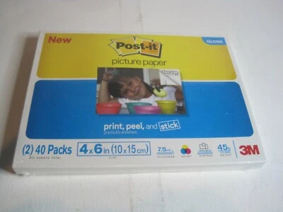 NEW Post-It Brand Picture Paper Semi Gloss 2 x 40 Packs 4x6 in.  7.5 mil Ink Jet - Image 1 of 3