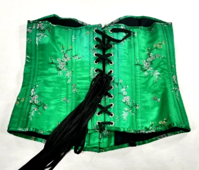 Corsé verde Bustier inspirado en Asia estampado floral con cordones espalda para mujer talla 38 *** Foto 1 de 4
