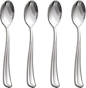 100 Pack Silver Plastic Spoons Disposable - 6.9 Inch Silver Spoons Heavy Duty Pl - Picture 1 of 8