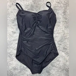 Lands’ End Classic Ruched One Piece Swimsuit - Black Size Large NWT - Picture 1 of 6