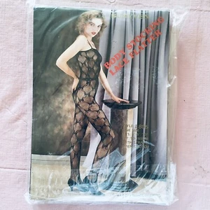 BLACK BODY STOCKING Lingerie Fishnet Lace Sexy Adult * One Size Fits All - Picture 1 of 7