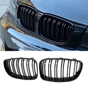 2X Gloss Black Front Kidney Grill Grille For BMW 1 Series E81 E82 E87 08-13 LCI - Picture 1 of 11