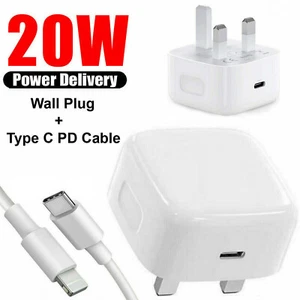 Genuine Speed 20W Charger Plug & USB Cable for iPhone 14 Pro Max 13 12 11 XR X - Picture 1 of 15