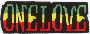 Parches bordados ONE LOVE 1,5"" x 4,25"" plancha - Imagen 1 de 1