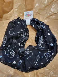 Little Twin Stars Scarf Brand New Rare Lootcrate Exclusive Black Silver Sparkle - Picture 1 of 8