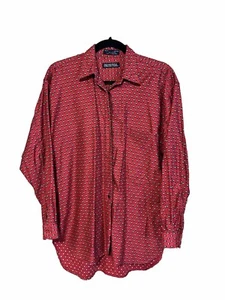 Generra Collection Shirt Vintage Button Up Long Sleeve Patterned Red Men's M - Picture 1 of 12