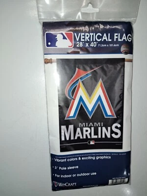 Miami Marlins MLB Vertical Flag 28x40 Baseball Flag Wincraft Vintage NEW - Image 1 of 4