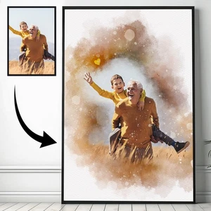 Retrato Acuarela Personalizado de Foto Regalo Personalizado, Familia, Pareja o Mascota - Imagen 1 de 9