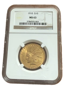 US 1910 Gold $10 10 Dollars Indian Head NGC MS63 - Picture 1 of 2